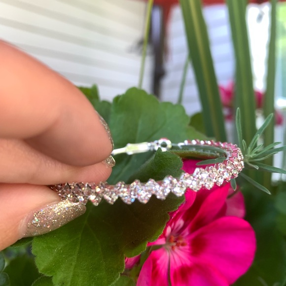 Big Silver Crystal Hoop Earrings - Picture 7 of 8